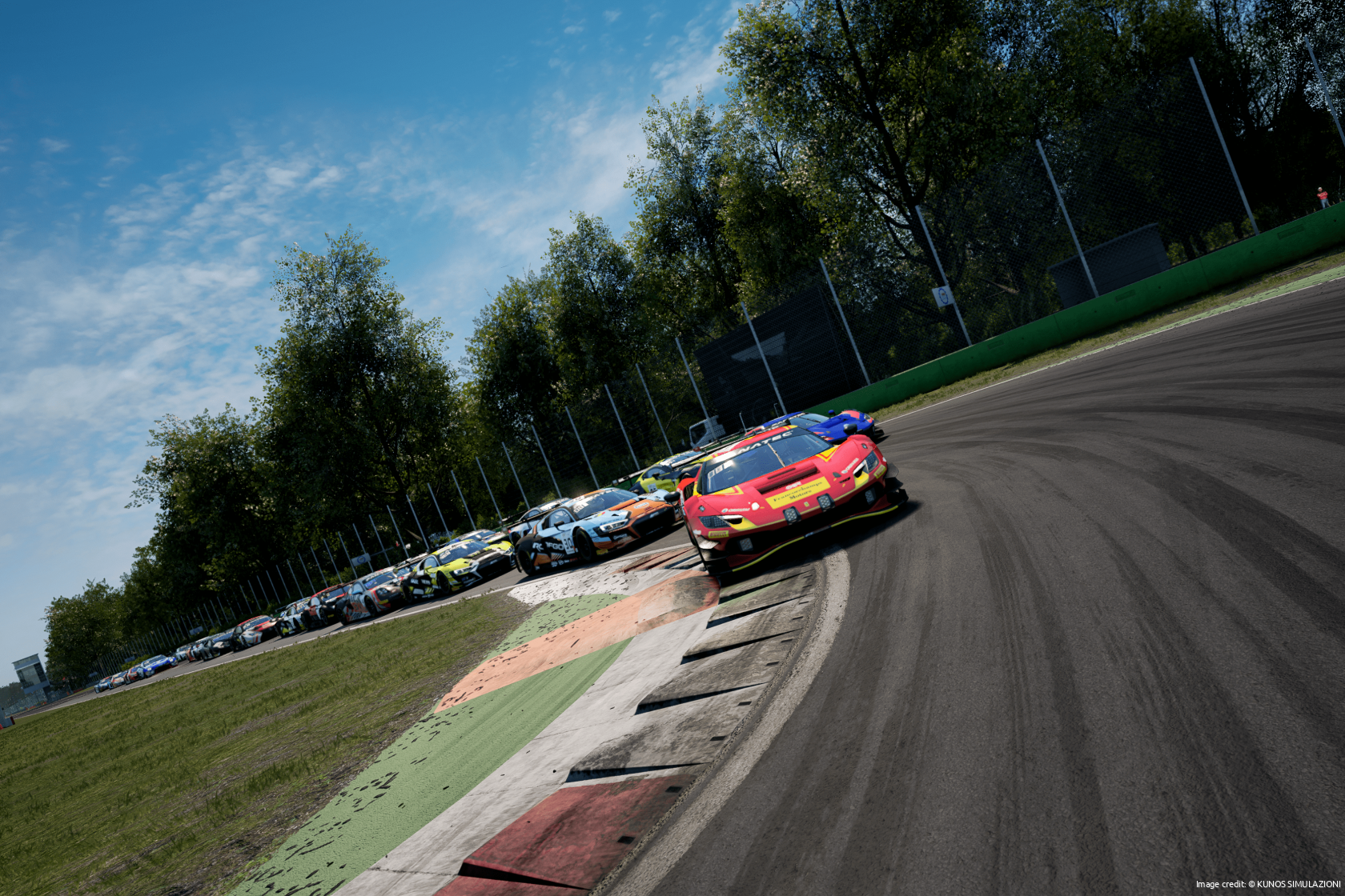 Monza turn 1 with cars